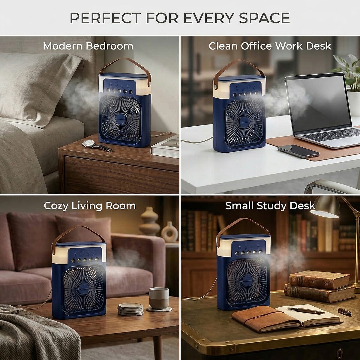 Livmore Blue Multifunctional 5 Hole Humidifier Fan with Handle and Flashing Light image number 2