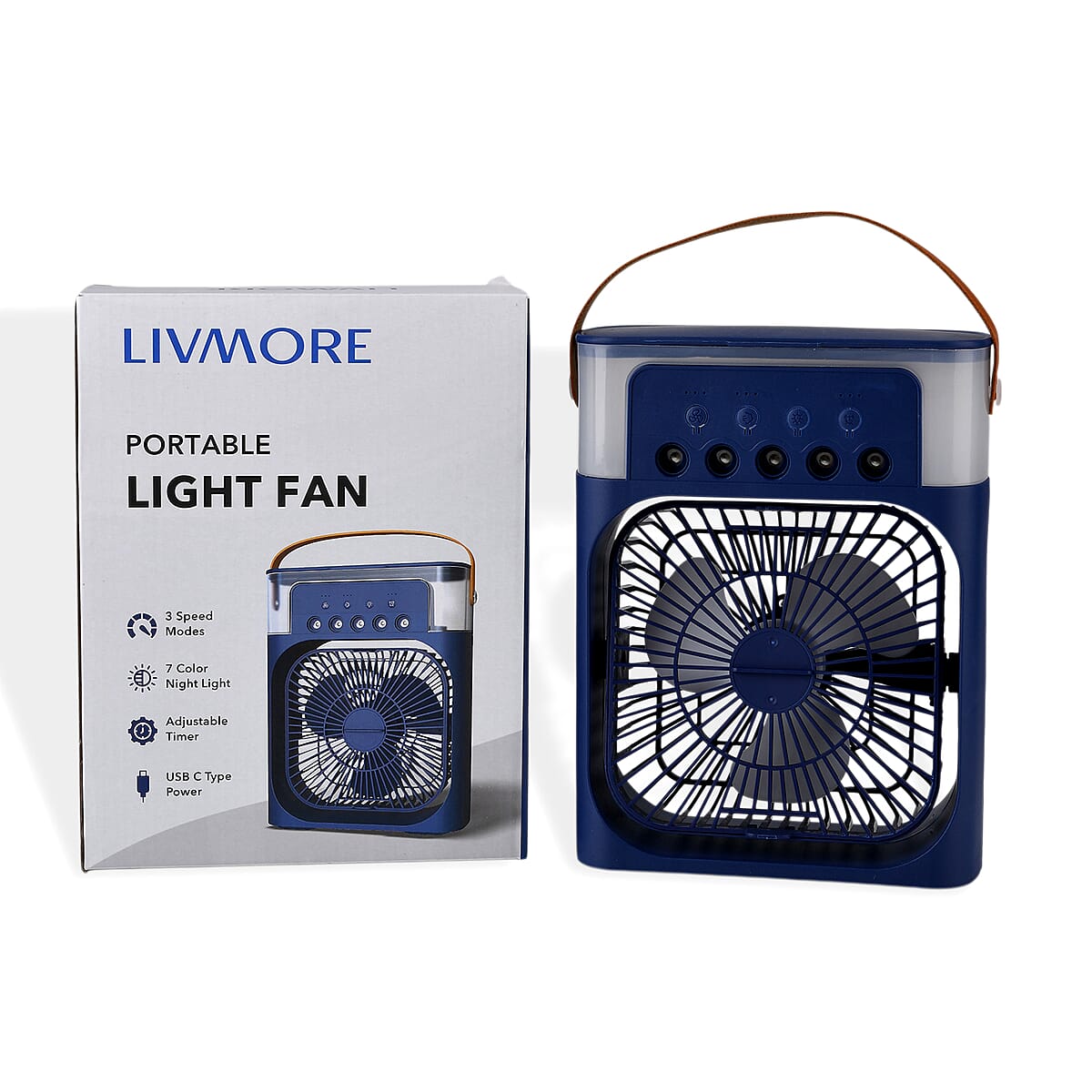 Livmore Blue Multifunctional 5 Hole Humidifier Fan with Handle and Flashing Light image number 7