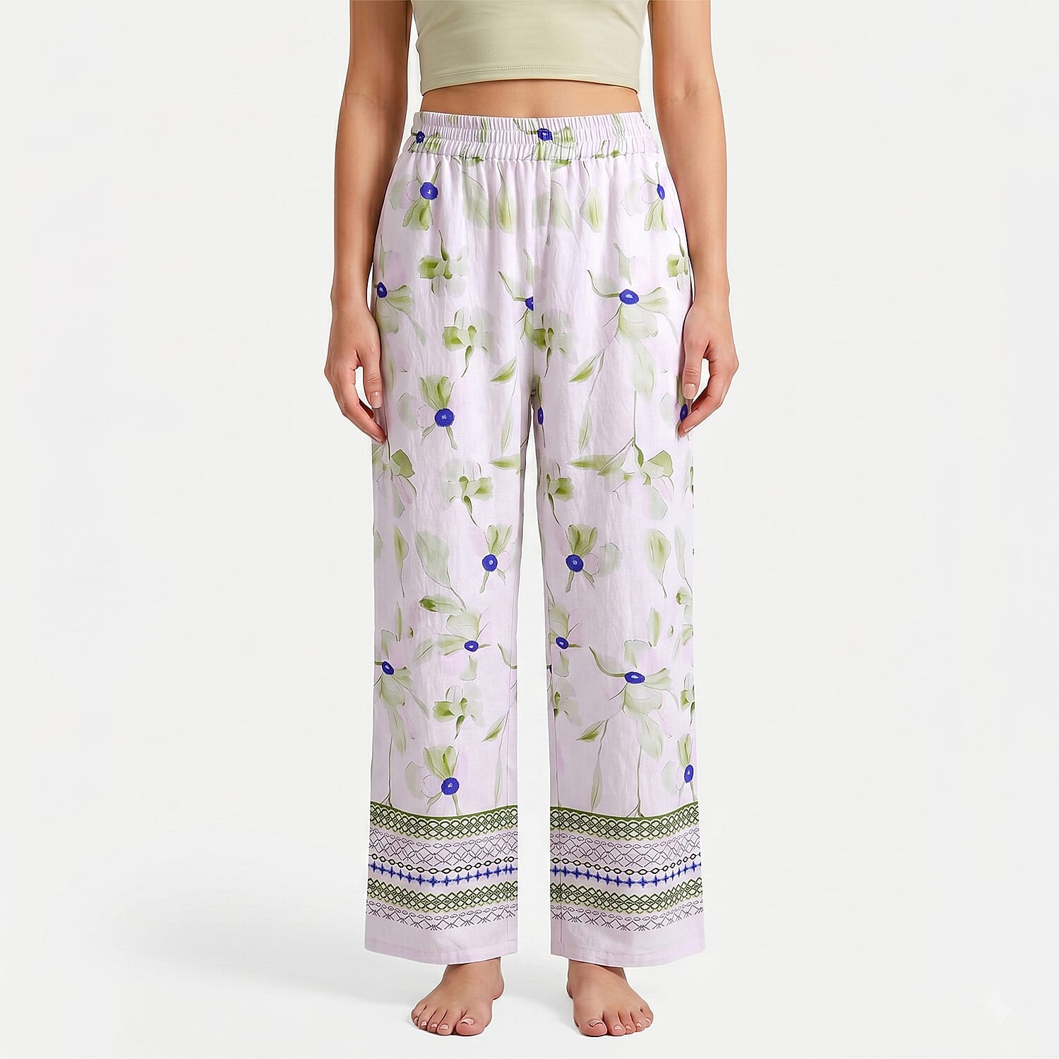 La Marey Green Breezy Printed Pants - One Size Fits Most
