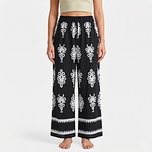 La Marey Black Breezy Printed Pants - One Size Fits Most