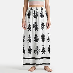 La Marey White Breezy Printed Pants - One Size Fits Most