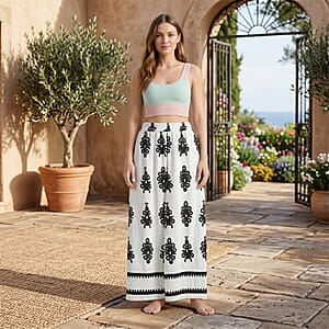 La Marey White Breezy Printed Pants - One Size Fits Most