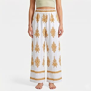 La Marey Gold Breezy Printed Pants - One Size Fits Most