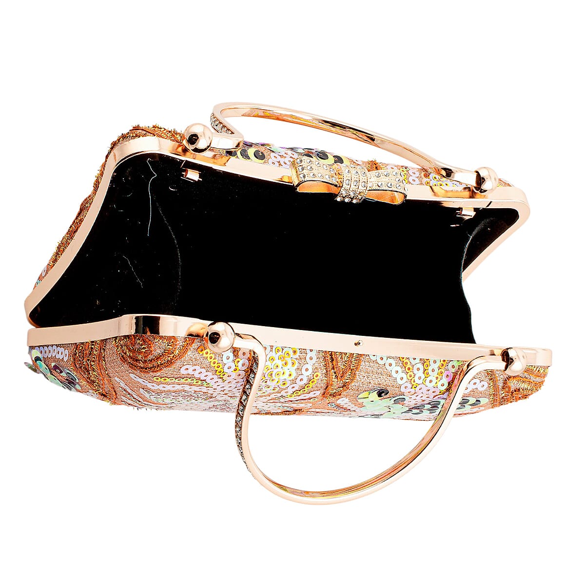 La Marey Orange Faux Leather Sequin Phone Bag with Shoulder Strap image number 5