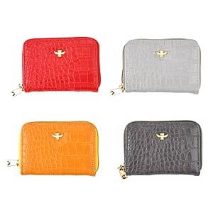 La Marey Red Faux Leather 4-pieces RFID Card Bag