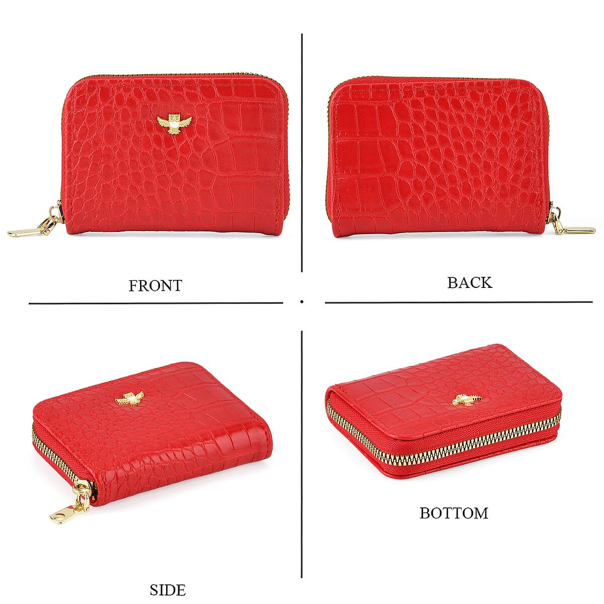 La Marey Red Faux Leather 4-pieces RFID Card Bag image number 4