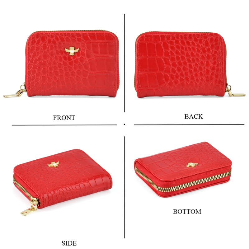 La Marey Red Faux Leather 4-pieces RFID Card Bag