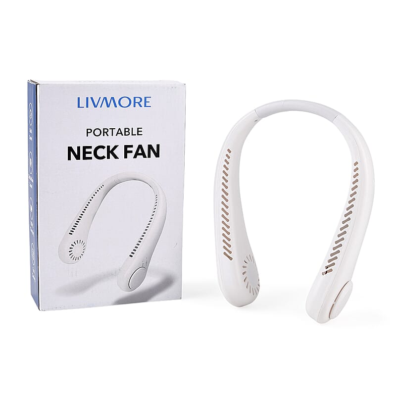 Livmore White Rechargeable Portable Neck Fan