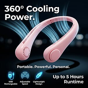 Livmore Pink Rechargeable Portable Neck Fan