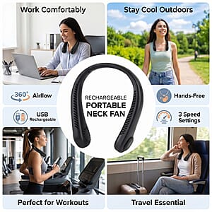 Livmore Black Rechargeable Portable Neck Fan