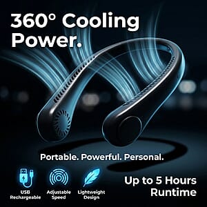 Livmore Black Rechargeable Portable Neck Fan