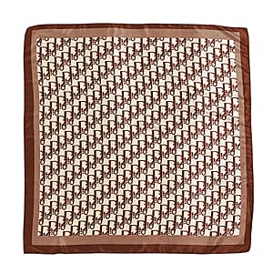 La Marey Green, Navy and Brown Set of 3 Geometric Monogram Print Scarf