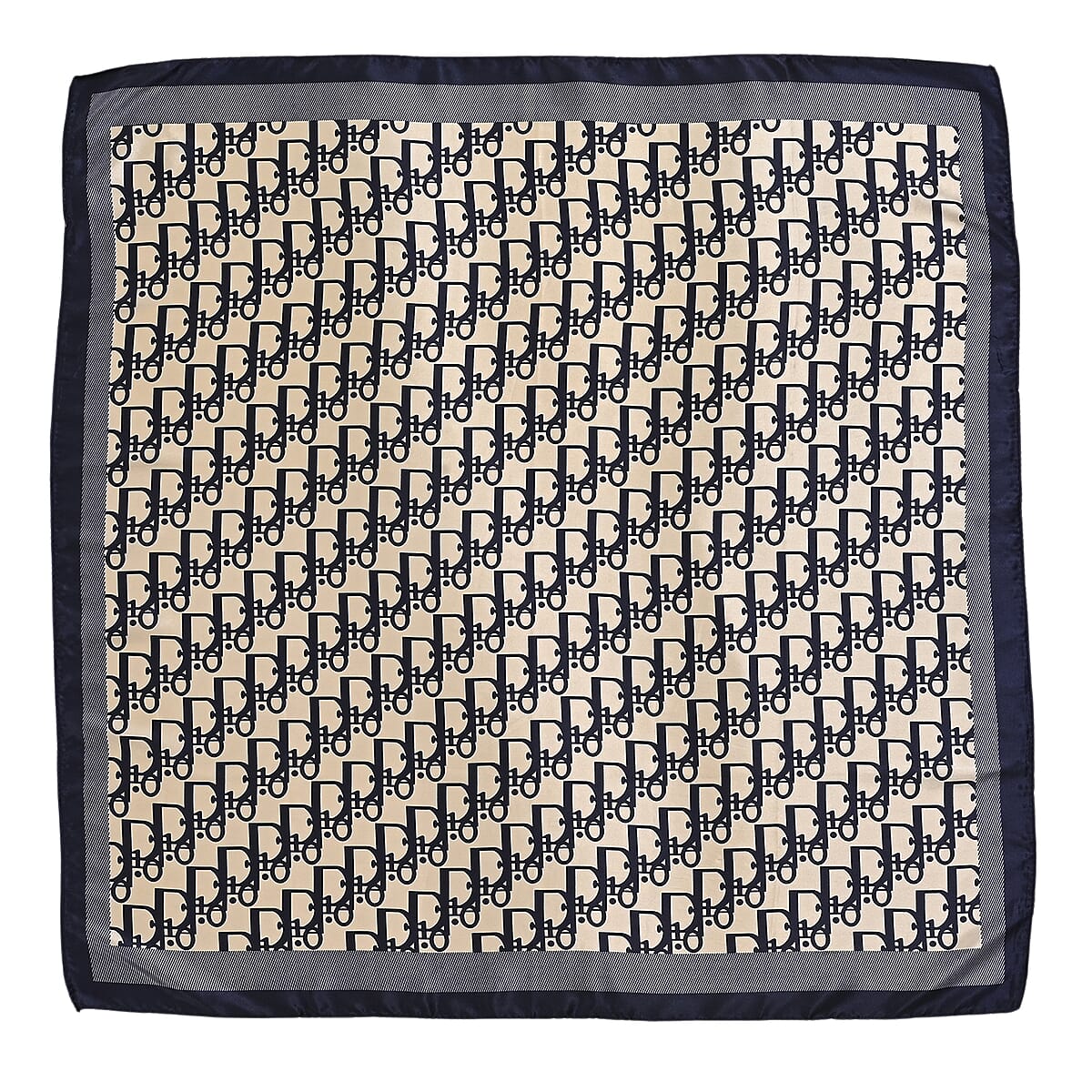 La Marey Green, Navy and Brown Set of 3 Geometric Monogram Print Scarf image number 3