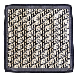 La Marey Green, Navy and Brown Set of 3 Geometric Monogram Print Scarf