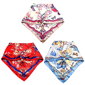 La Marey Multi Color Set of 3 Floral Print Scarf