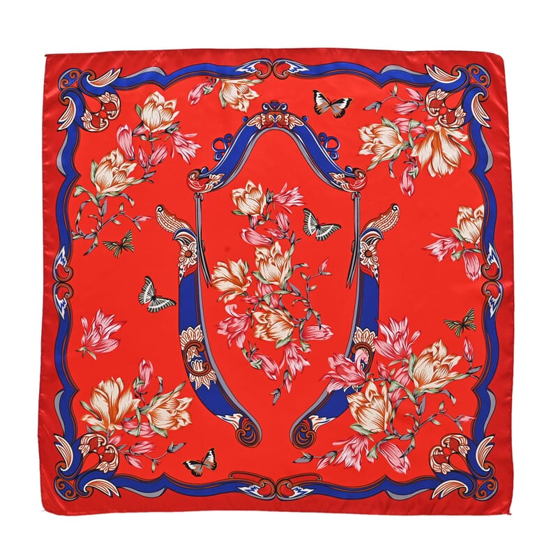 La Marey Multi Color Set of 3 Floral Print Scarf with Pearl Buckle