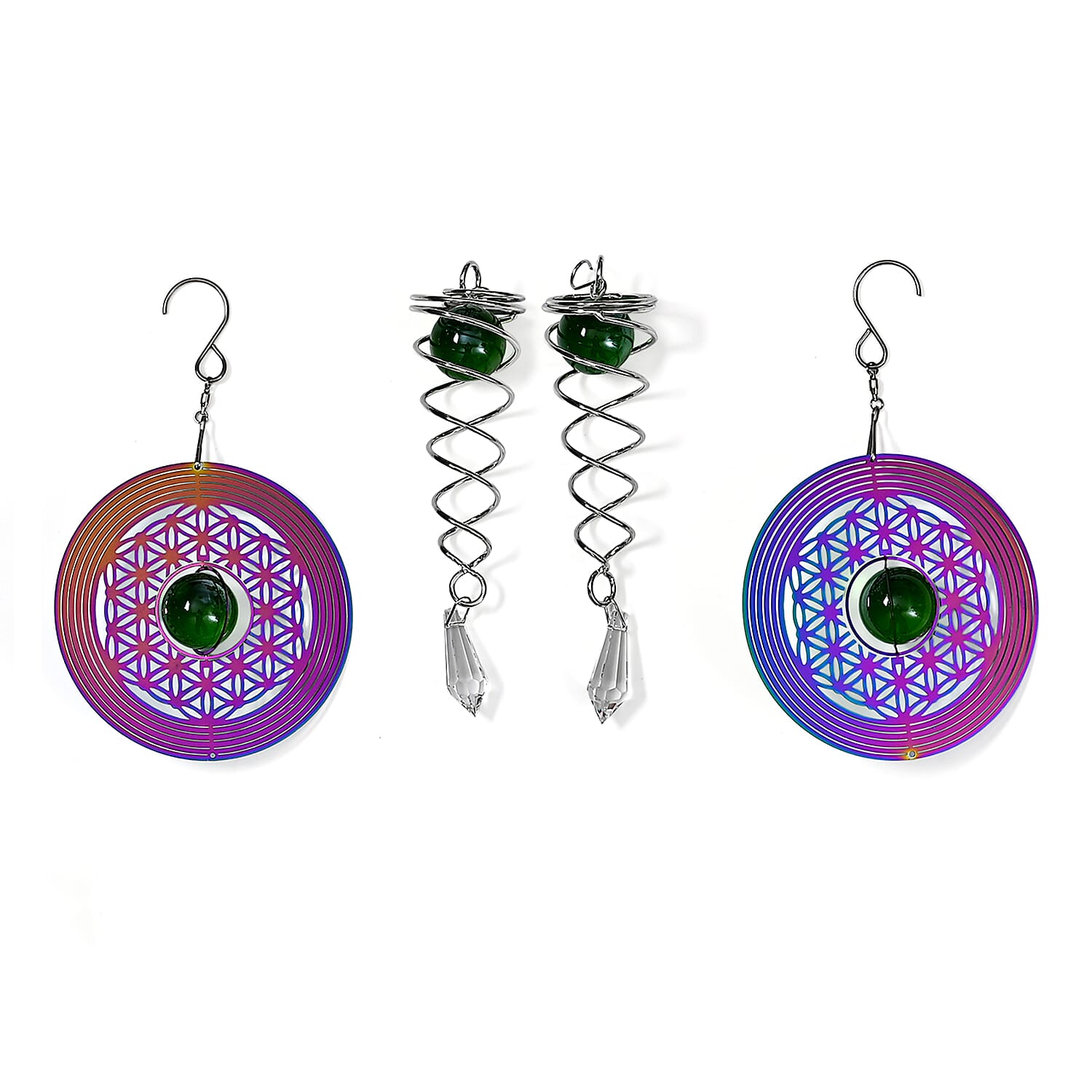 Livmore Set of 2 Stainless Steel Multi Color Celestial Orbit Magic Wind Spinner Set