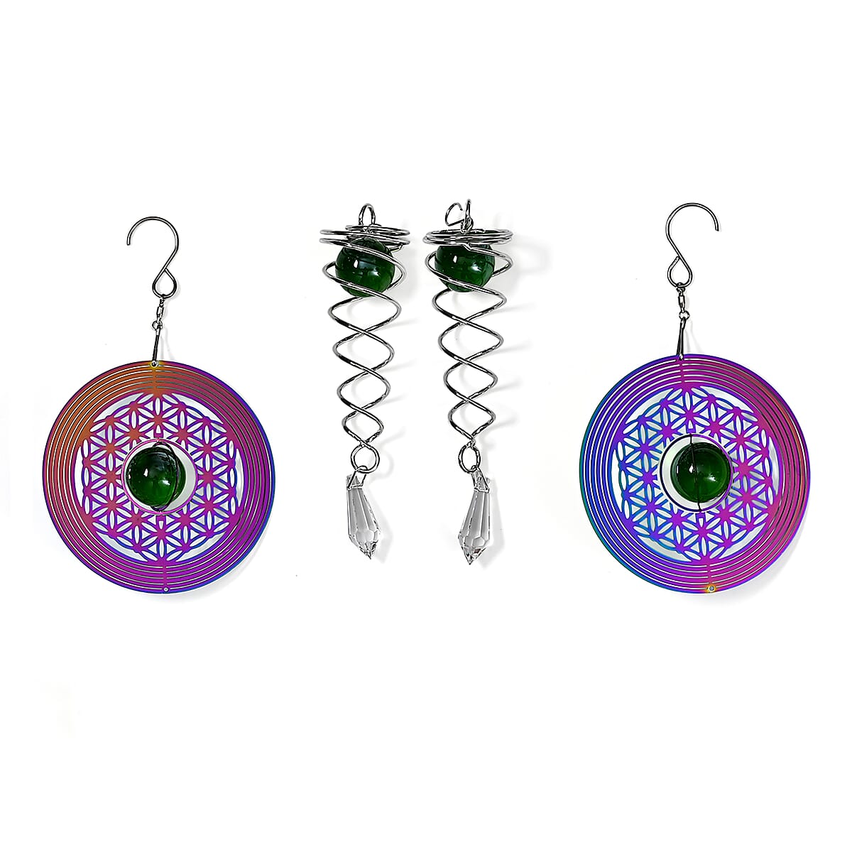 Livmore Set of 2 Stainless Steel Multi Color Celestial Orbit Magic Wind Spinner Set image number 4