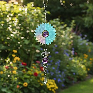 Livmore Set of 2 Stainless Steel Multi Color Floral Magic Wind Spinner Set