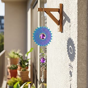 Livmore Set of 2 Stainless Steel Multi Color Floral Magic Wind Spinner Set