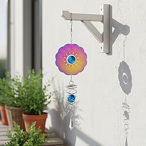 Livmore Set of 2 Stainless Steel Multi Color Floral Magic Wind Spinner Set