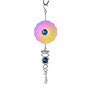Livmore Set of 2 Stainless Steel Multi Color Floral Magic Wind Spinner Set