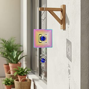 Livmore Set of 2 Stainless Steel Multi Color Layered Square Magic Wind Spinner Set