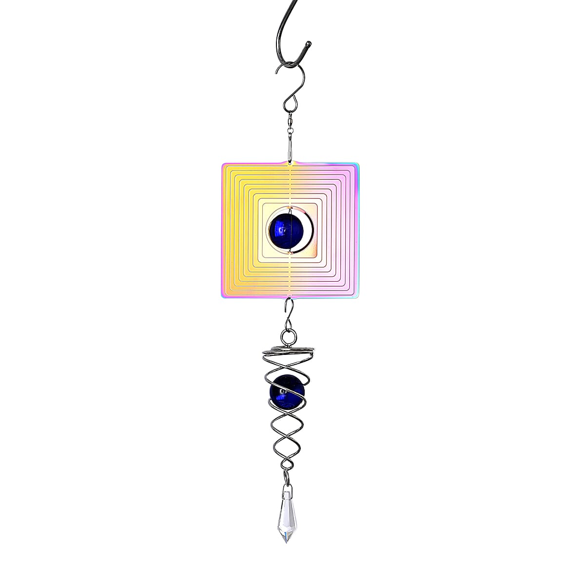 Livmore Set of 2 Stainless Steel Multi Color Layered Square Magic Wind Spinner Set image number 3