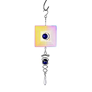 Livmore Set of 2 Stainless Steel Multi Color Layered Square Magic Wind Spinner Set