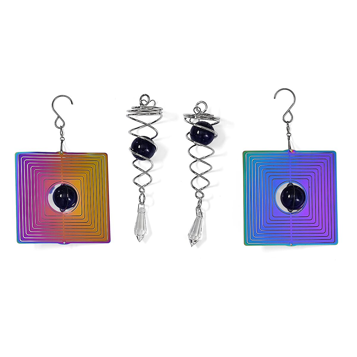 Livmore Set of 2 Stainless Steel Multi Color Layered Square Magic Wind Spinner Set image number 4