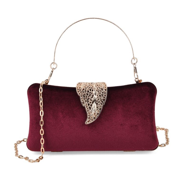 La marey Wine Leaf Shaped Phone Bag with Shoulder Chain Strap