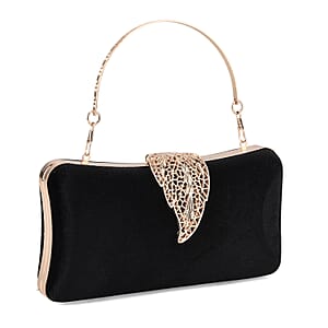La marey Black Leaf Shaped Phone Bag with Shoulder Chain Strap