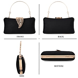 La marey Black Leaf Shaped Phone Bag with Shoulder Chain Strap