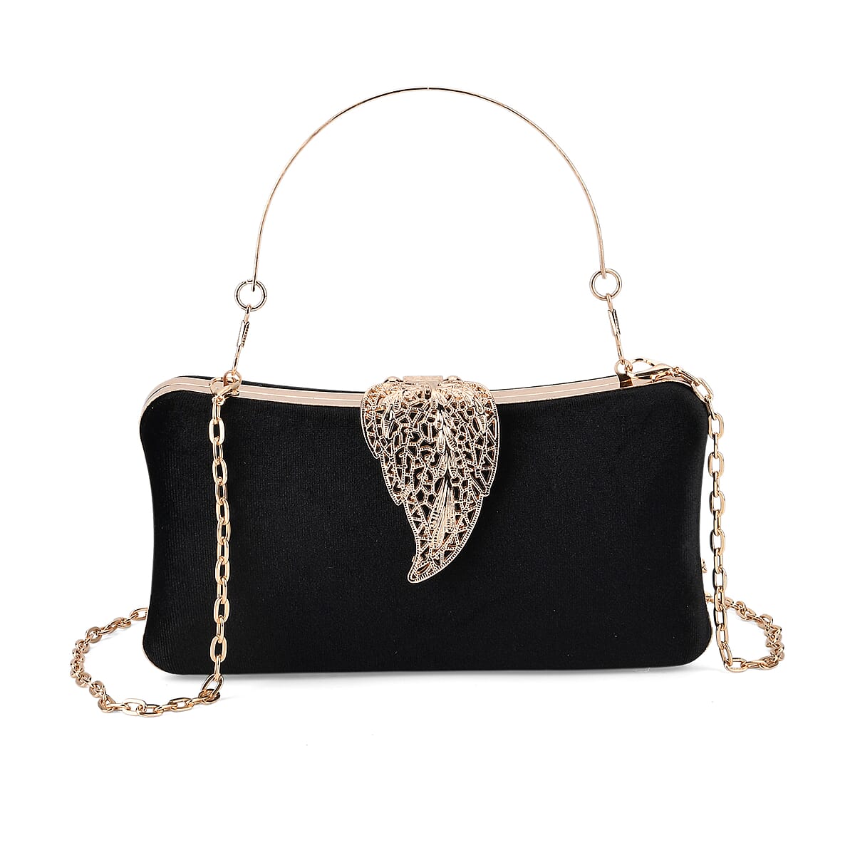 La marey Black Leaf Shaped Phone Bag with Shoulder Chain Strap image number 2