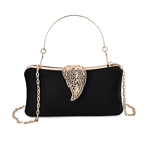 La marey Black Leaf Shaped Phone Bag with Shoulder Chain Strap