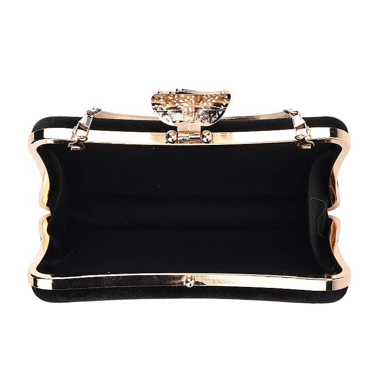 La marey Black Leaf Shaped Phone Bag with Shoulder Chain Strap