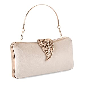 La marey Beige Leaf Shaped Phone Bag with Shoulder Chain Strap