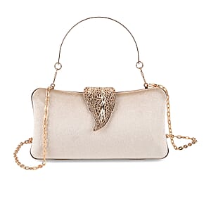La marey Beige Leaf Shaped Phone Bag with Shoulder Chain Strap