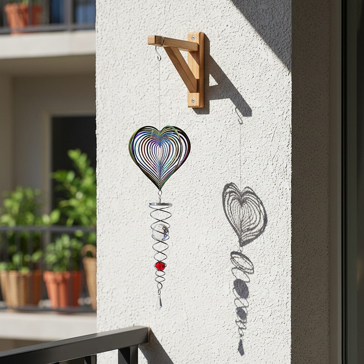 Stainless Steel Magic Kinetic Sculpture Heart Wind Spinner image number 2