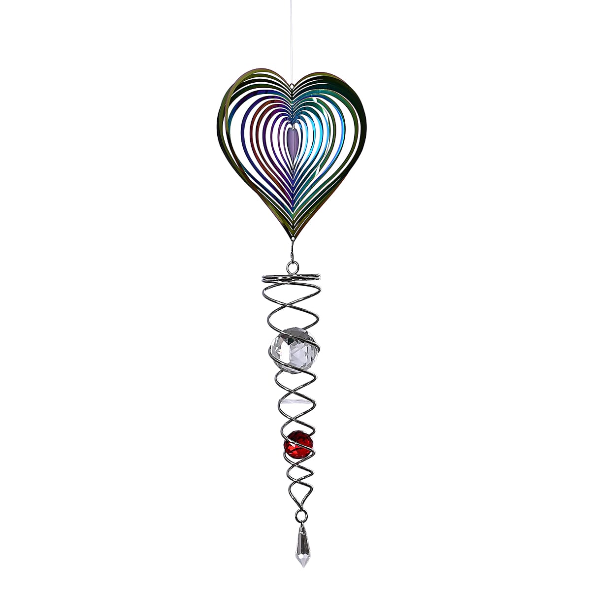 Stainless Steel Magic Kinetic Sculpture Heart Wind Spinner image number 3