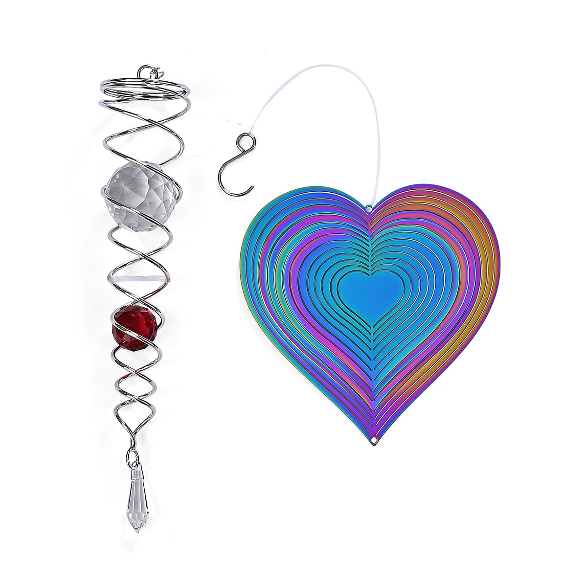 Stainless Steel Magic Kinetic Sculpture Heart Wind Spinner image number 6