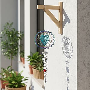 Stainless Steel Magic Kinetic Sculpture Floral Heart Wind Spinner (6)