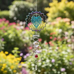 Stainless Steel Magic Kinetic Sculpture Floral Heart Wind Spinner (6)
