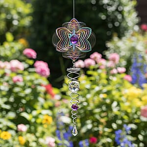 Stainless Steel Magic Kinetic Sculpture Floral Wind Spinner