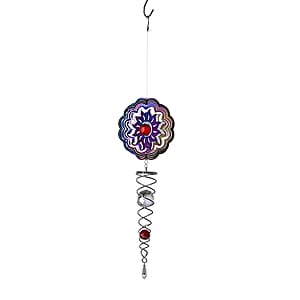Stainless Steel Magic Kinetic Sculpture Round Floral Wind Spinner (6)