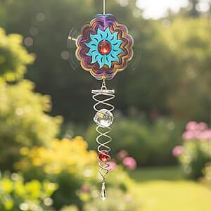 Stainless Steel Magic Kinetic Sculpture Round Floral Wind Spinner (6)