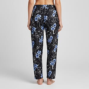 La Marey Black and Blue Floral Print Set of 2 Pajama Pants - One Size Fits Most