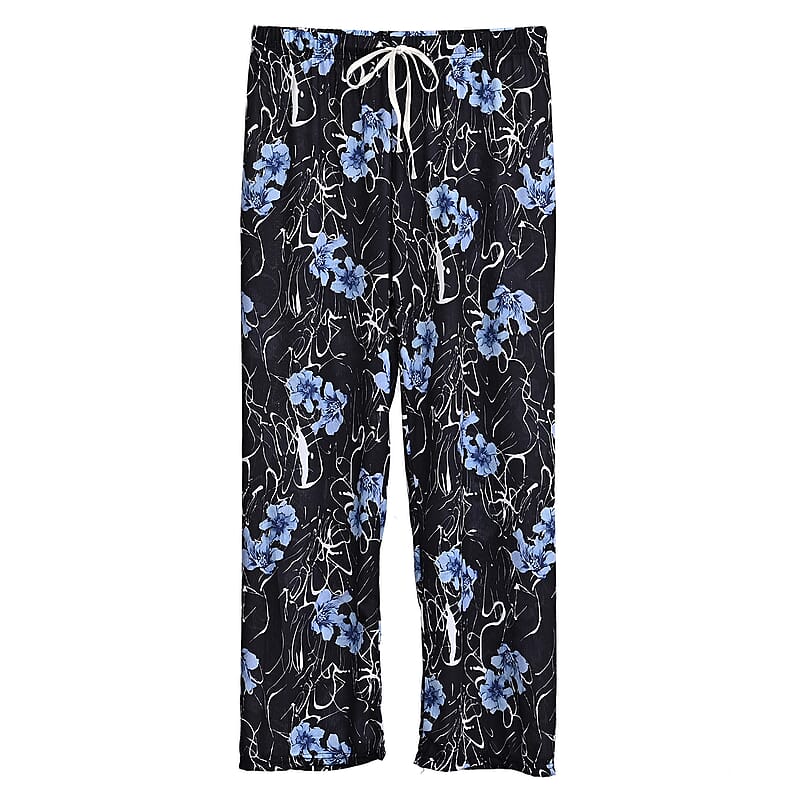 La Marey Black and Blue Floral Print Set of 2 Pajama Pants - One Size Fits Most