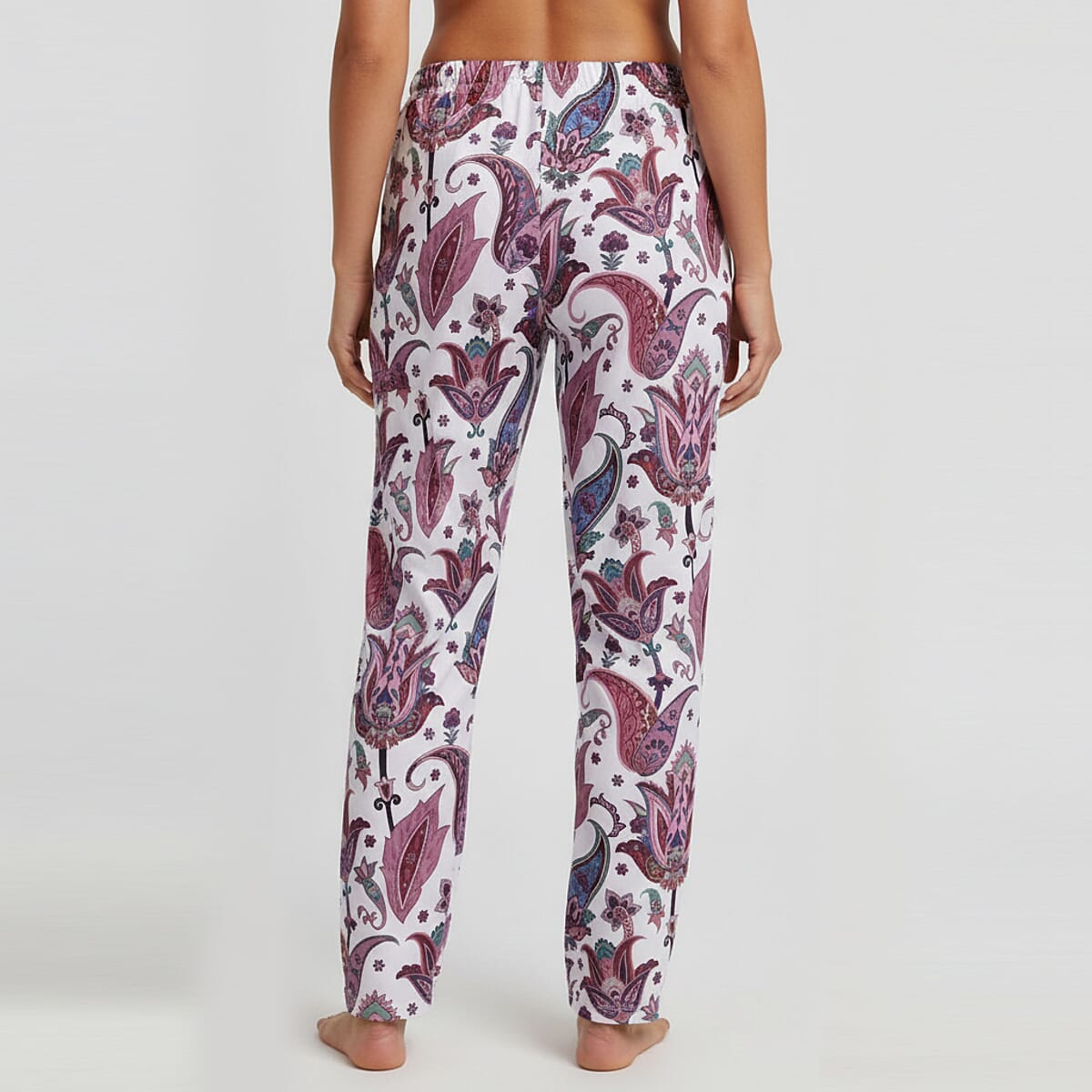 La Marey Pink and Floral Paisley Print Set of 2 Pajama Pant- One Size Fits Most image number 1