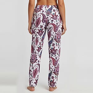La Marey Pink and Floral Paisley Print Set of 2 Pajama Pant- One Size Fits Most